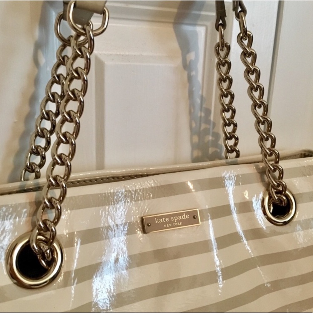 Kate Spade Striped Shoulder Bag with Chain Straps - Picture 3 of 7